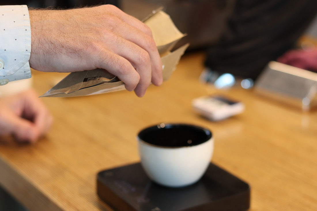 Preparing a coffee cupping to select beans