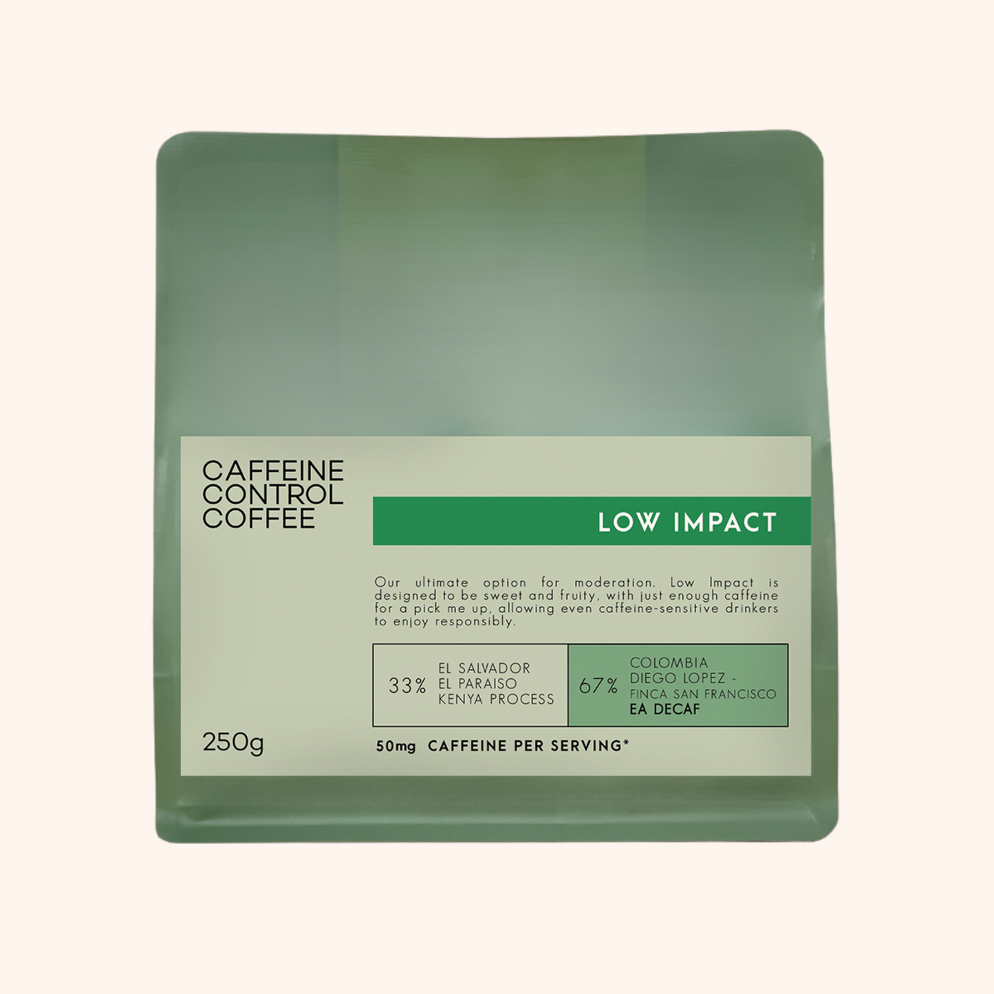 Bag of Low Impact Low Caffeine Coffee